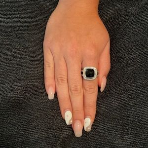 Albion Ring with Black Onyx and Diamonds, 11mm